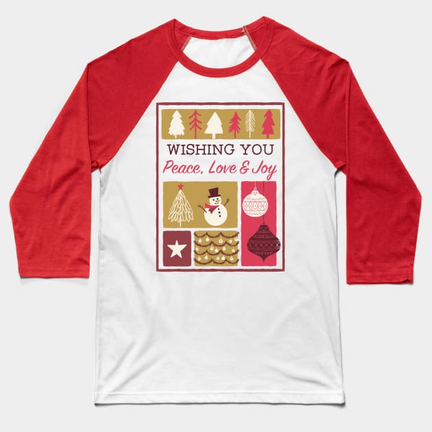 Fun Christmas Card Design Baseball T-Shirt by SWON Design